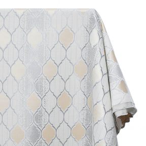 Trellis Extra Wide Brocade Upholstery Jacquard Fabric SV580292 Off White / Blue 2