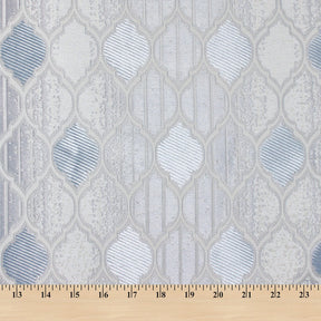 Trellis Extra Wide Brocade Upholstery Jacquard Fabric SV580292 Off White / Blue 6