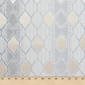 Trellis Extra Wide Brocade Upholstery Jacquard Fabric SV580292 Off White / Blue 7