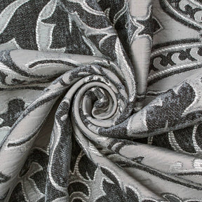 Floral Damask Chenille Upholstery Brocade Jacquard Fabric SV580307 Grey / Navy Blue 2