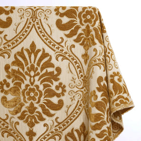 Floral Damask Chenille Upholstery Brocade Jacquard Fabric SV580308 Light Yellow / Brown 1