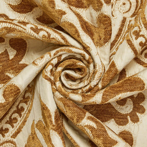 Floral Damask Chenille Upholstery Brocade Jacquard Fabric SV580308 Light Yellow / Brown 2