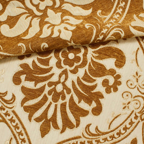 Floral Damask Chenille Upholstery Brocade Jacquard Fabric SV580308 Light Yellow / Brown 3
