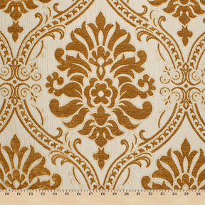 Floral Damask Chenille Upholstery Brocade Jacquard Fabric SV580308 Light Yellow / Brown 4
