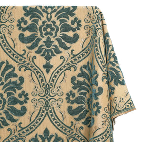 Floral Damask Chenille Upholstery Brocade Jacquard Fabric SV580309 Gold / Teal 1