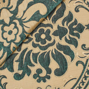 Floral Damask Chenille Upholstery Brocade Jacquard Fabric SV580309 Gold / Teal 3
