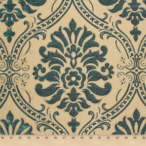 Floral Damask Chenille Upholstery Brocade Jacquard Fabric SV580309 Gold / Teal 4