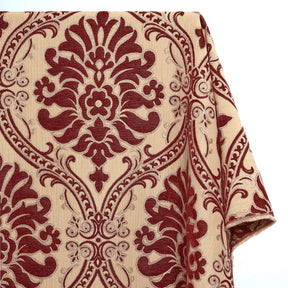 Floral Damask Chenille Upholstery Brocade Jacquard Fabric SV580310 Gold / Burgundy 1