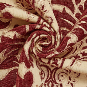 Floral Damask Chenille Upholstery Brocade Jacquard Fabric SV580310 Gold / Burgundy 2