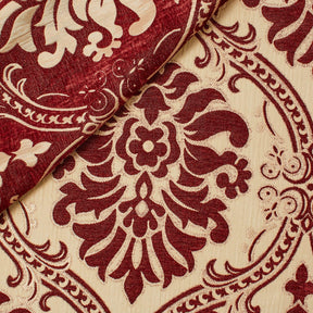 Floral Damask Chenille Upholstery Brocade Jacquard Fabric SV580310 Gold / Burgundy 3