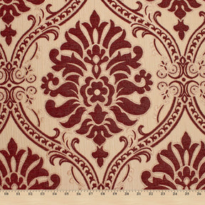 Floral Damask Chenille Upholstery Brocade Jacquard Fabric SV580310 Gold / Burgundy 4