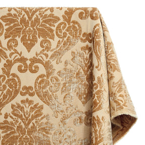 Julius Damask Chenille Upholstery Brocade Jacquard Fabric SV580313 Light Yellow / Brown 1