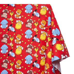 Zoo Animals Printed Cotton Flannel Fabric SV580342 Red 1