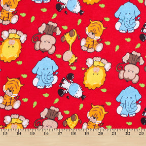 Zoo Animals Printed Cotton Flannel Fabric SV580342 Red 3