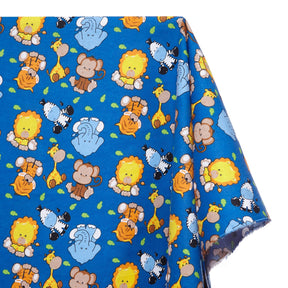 Zoo Animals Printed Cotton Flannel Fabric SV580343 Royal Blue 1
