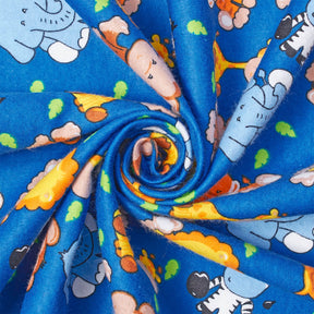 Zoo Animals Printed Cotton Flannel Fabric SV580343 Royal Blue 2