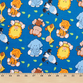 Zoo Animals Printed Cotton Flannel Fabric SV580343 Royal Blue 3