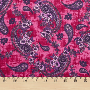Paisley Printed Cotton Flannel Fabric SV580345 Fuchsia 3