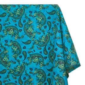 Paisley Printed Cotton Flannel Fabric SV580347 Teal 1