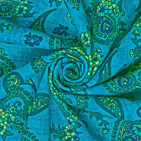 Paisley Printed Cotton Flannel Fabric SV580347 Teal 2