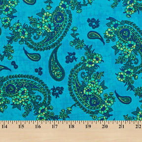 Paisley Printed Cotton Flannel Fabric SV580347 Teal 3