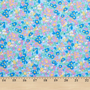 Floral Meadow Printed Cotton Flannel Fabric SV580348 Blue 3