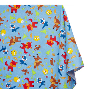 Forest Animals Printed Cotton Flannel Fabric SV580351 Blue 1