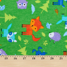 Forest Animals Printed Cotton Flannel Fabric SV580352 Green 3