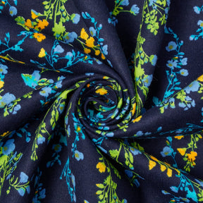 Floral Vine Printed Cotton Flannel Fabric SV580357 Navy Blue 2