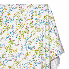 Floral Vine Printed Cotton Flannel Fabric SV580358 White 1