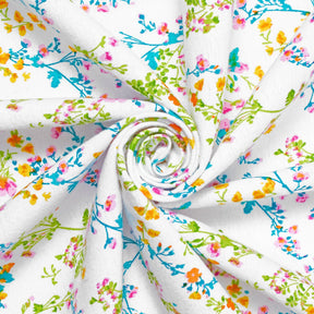 Floral Vine Printed Cotton Flannel Fabric SV580358 White 2