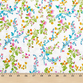 Floral Vine Printed Cotton Flannel Fabric SV580358 White 3