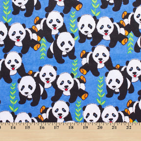 Panda Printed Cotton Flannel Fabric SV580359 Blue 3