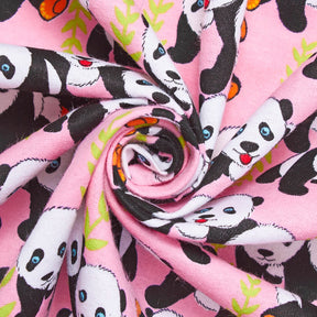 Panda Printed Cotton Flannel Fabric SV580360 Pink 2