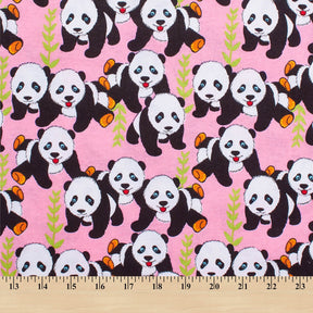 Panda Printed Cotton Flannel Fabric SV580360 Pink 3