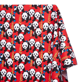 Panda Printed Cotton Flannel Fabric SV580361 Red 1