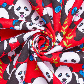 Panda Printed Cotton Flannel Fabric SV580361 Red 2