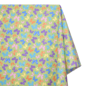 Butterfly Printed Cotton Flannel Fabric SV580362 Mint 1
