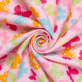 Butterfly Printed Cotton Flannel Fabric SV580363 Pink 2