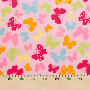 Butterfly Printed Cotton Flannel Fabric SV580363 Pink 3