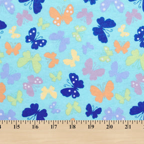 Butterfly Printed Cotton Flannel Fabric SV580364 Turquoise 3