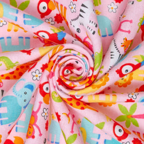 Jungle Animals Printed Cotton Flannel Fabric SV580365 Pink 2