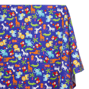 Jungle Animals Printed Cotton Flannel Fabric SV580366 Royal Blue 1