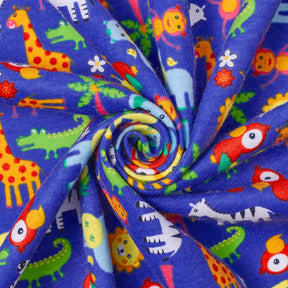 Jungle Animals Printed Cotton Flannel Fabric SV580366 Royal Blue 2