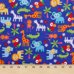 Jungle Animals Printed Cotton Flannel Fabric SV580366 Royal Blue 3