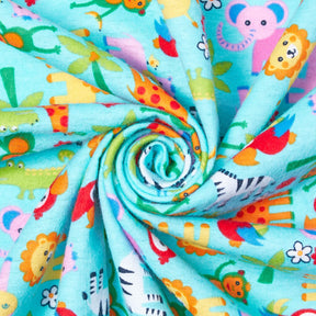 Jungle Animals Printed Cotton Flannel Fabric SV580367 Turquoise 2