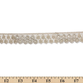 1 25 Inch Floral Corded Sequin Woven Mesh Trim SV580392 Silver A9