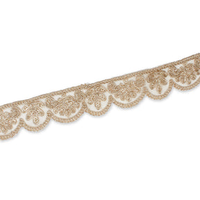 Vine Sequined Metallic Corded Scalloped Mesh Trim SV580394 Gold A2