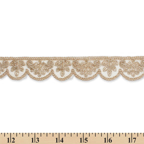 Vine Sequined Metallic Corded Scalloped Mesh Trim SV580394 Gold A9