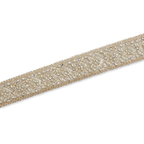 1 25 Inch Sequined Pearl Corded Embroidered Mesh Trim SV580408 Pearl White A2